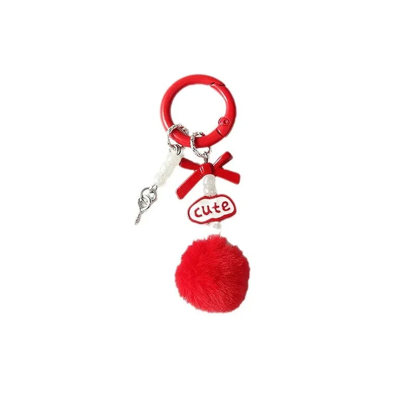 Wholesale Handmade DIY hair ball letter blind box cute beaded keychain